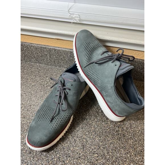Cole Haan ZeroGrand Mens Sz 11 W Shoes Gray Nubuck Casual Comfort Oxford Lace Up - Picture 2 of 11